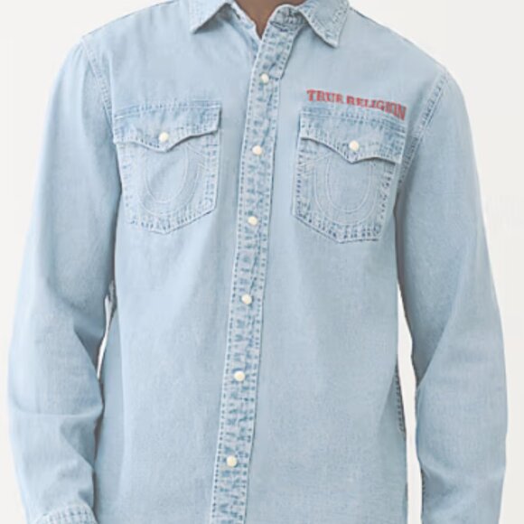 True Religion Chambray LS Shirt  Size M - Picture 4 of 4